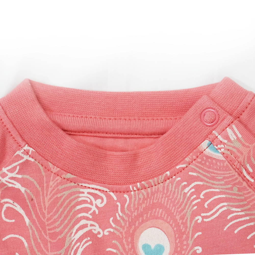 Lucy & Sam - Baby Girl's Peacock Playsuit - Pink