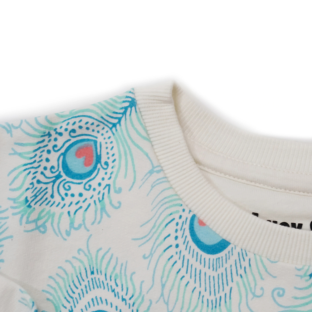 Lucy & Sam - Kids Crew Neck Peacock Sweatshirt - White