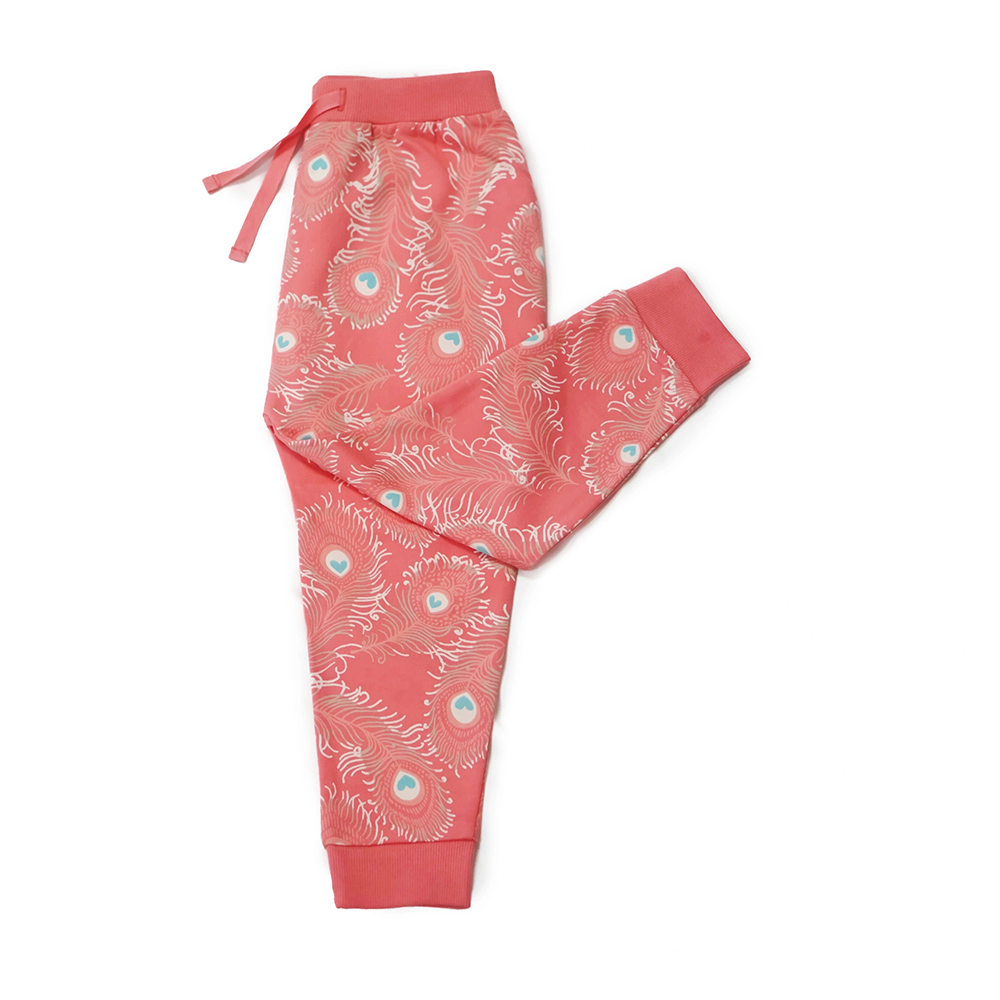 Lucy & Sam - Girl's Peacock Harem Joggers - Pink