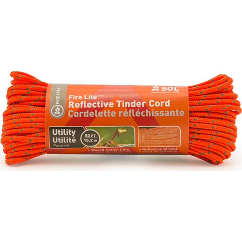 Sol Fire Lite Utility Reflective Tinder Cord - Orange - 50 Ft
