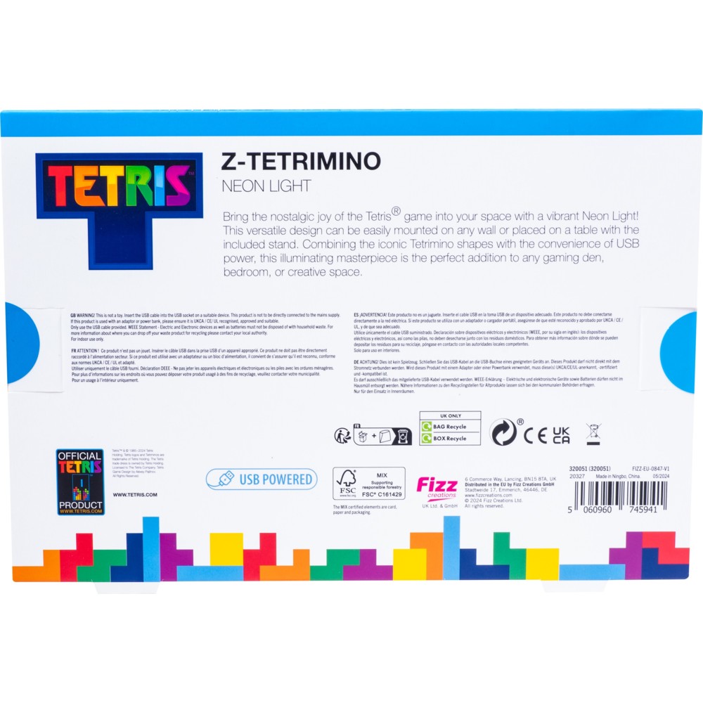 Tetris - Z-Tetrimino Neon Light - Red - 21 x 14 cm