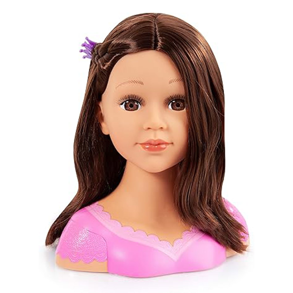 باير - رأس تصفيف الشعر شارلين سوبر موديل بني مع ملحقات - 27 سم - طقم من 17 قطعة