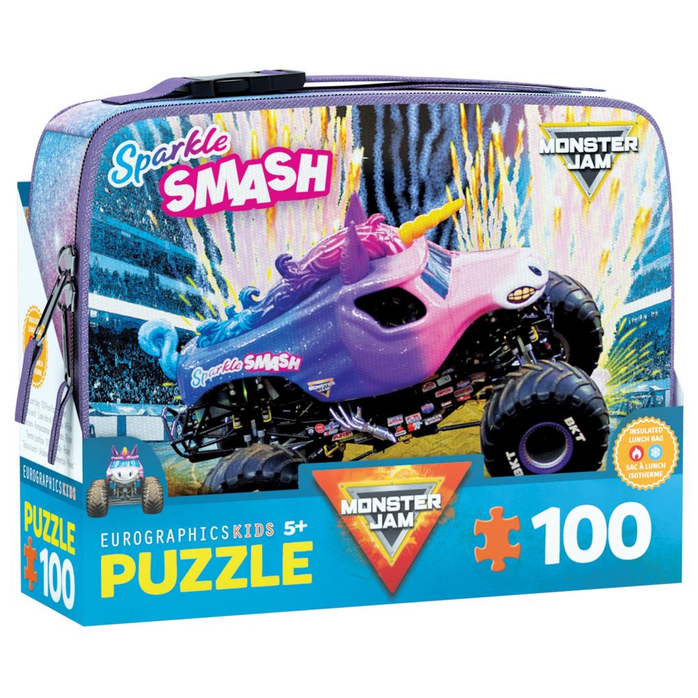 Eurographics Toys - Monster Jam Sparkle Smash Puzzle Set In Lunch Bag - 100 Pcs