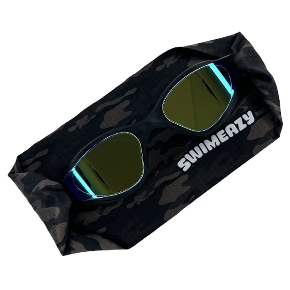 سويميزي - عصابة رأس ليلية مموجة ونظارة سوداء بعدسات زرقاء عاكسة