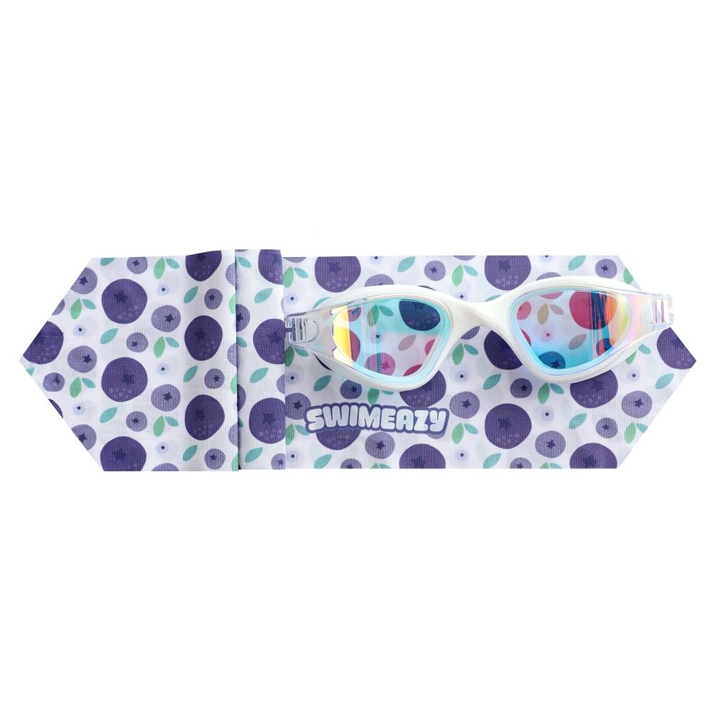 Swimeazy - Berri Pop Headband And White Goggle With Mirror Lenses
