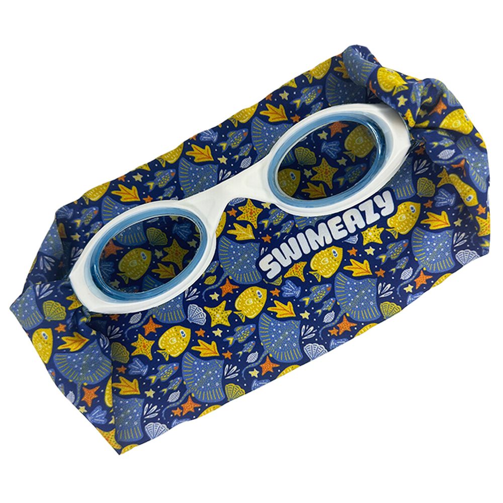 Swimeazy - Aqua Fizz Headband And White Google With Blue Lenses
