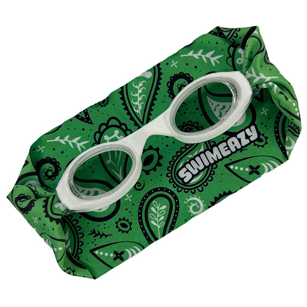 سويميزي - عصابة رأس خضراء ونظارة بيضاء بعدسات شفافة