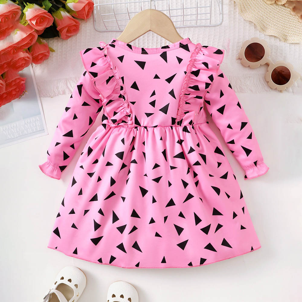 براونبارك - طقم فستان بأكمام طويلة بطبعة هندسية - زهري