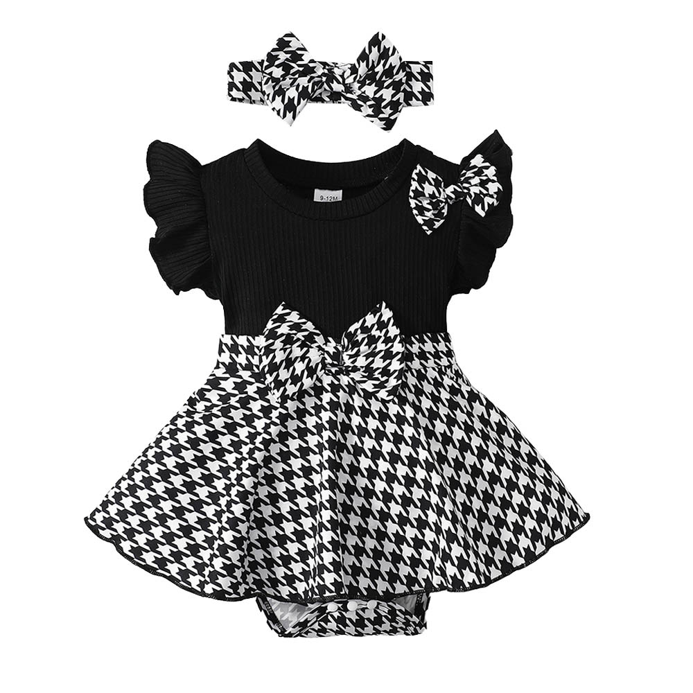 براونبارك - طقم فستان أفرول بأكمام قصيرة مع ربطة رأس - قطعتين