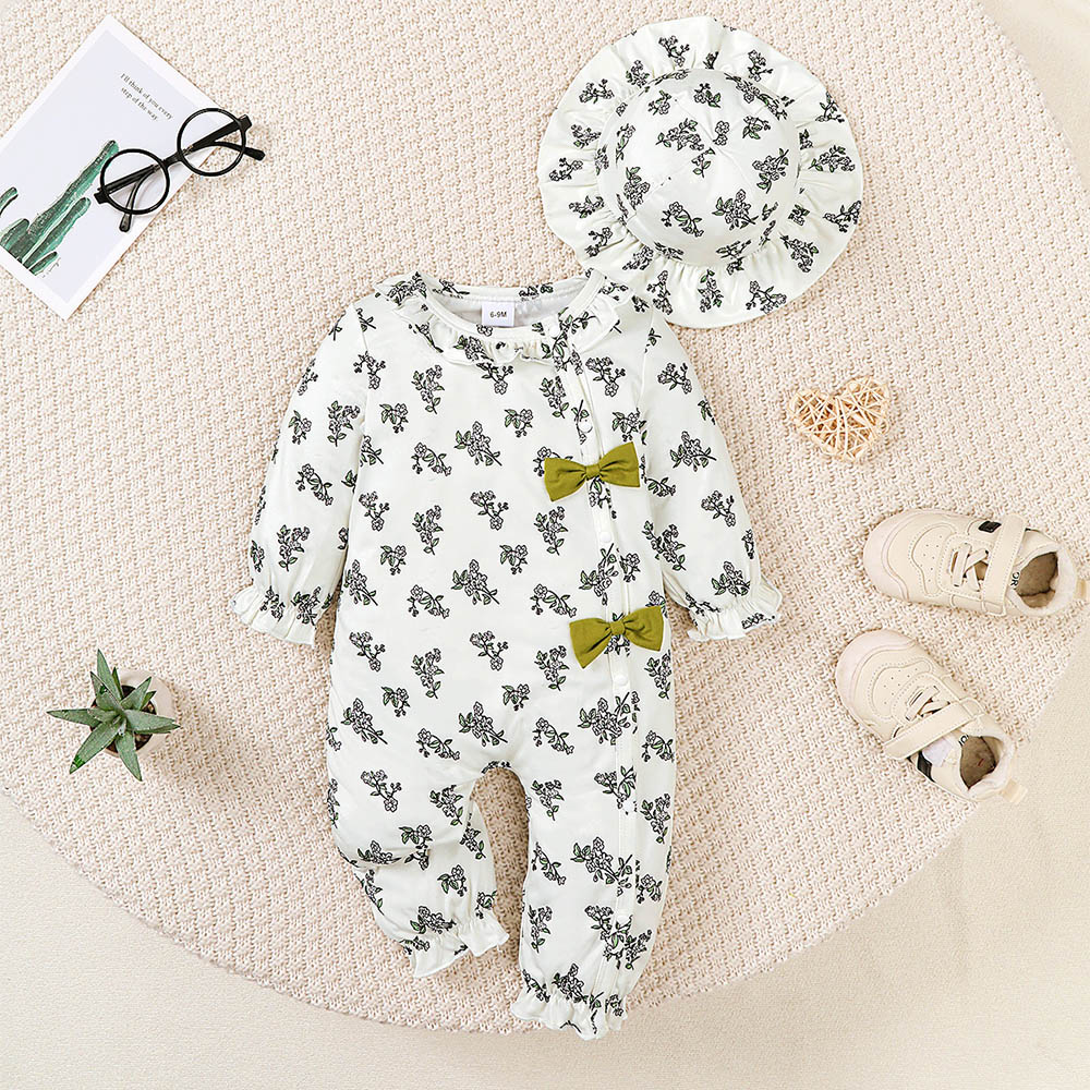 براونبارك - طقم تبان (بربتوز) وقبعة - أبيض - قطعتين