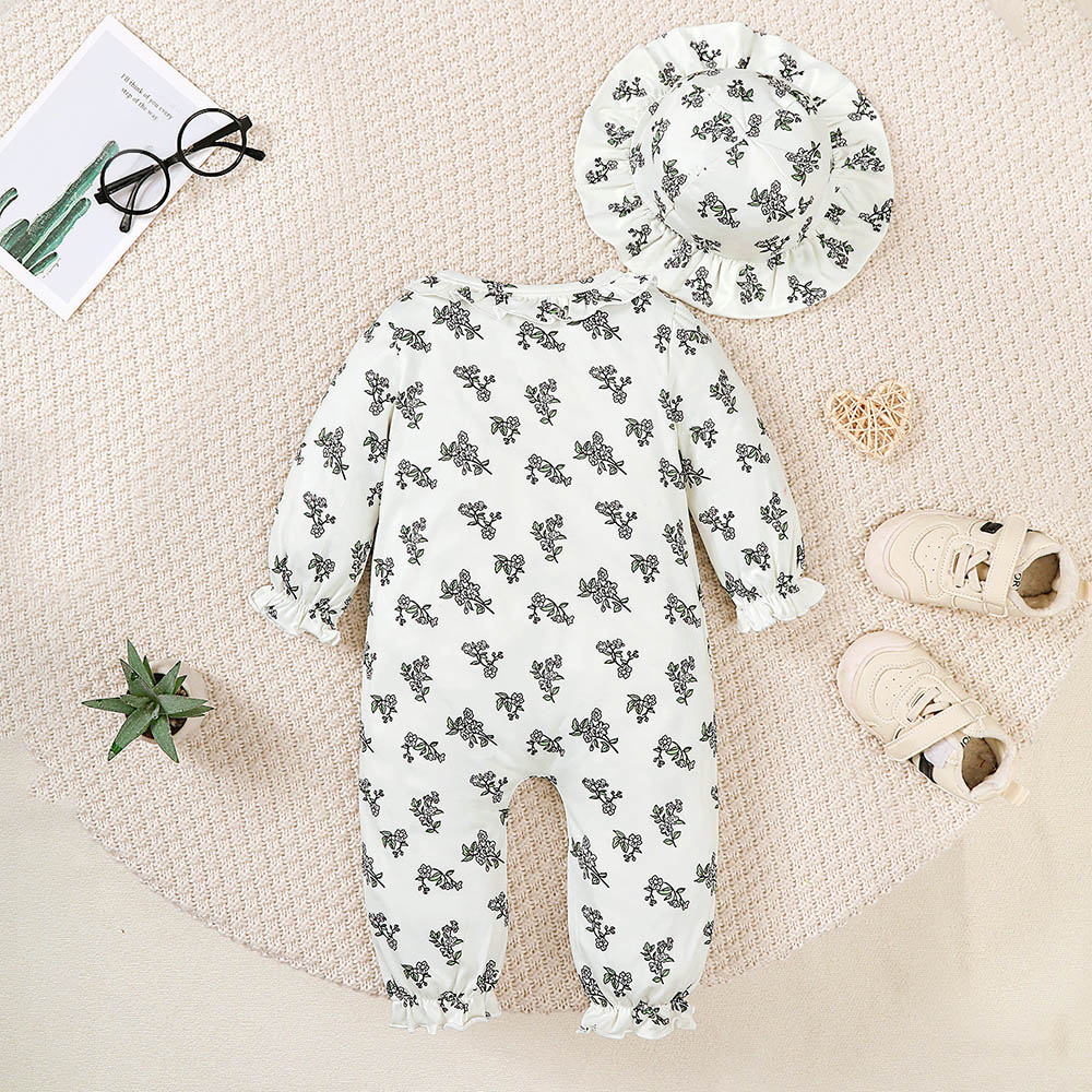 براونبارك - طقم تبان (بربتوز) وقبعة - أبيض - قطعتين