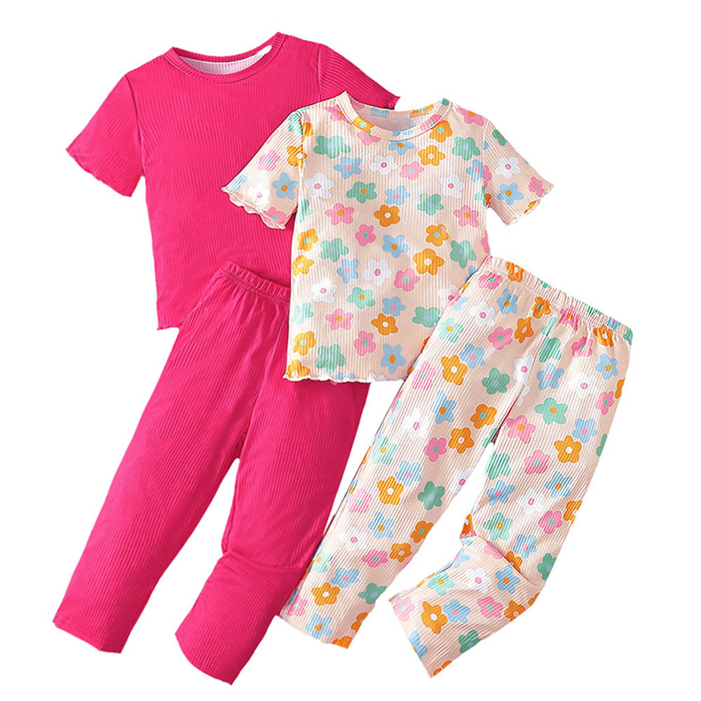 براونبارك - طقم بلوزة بأكمام قصيرة وبنطال - 4 قطع