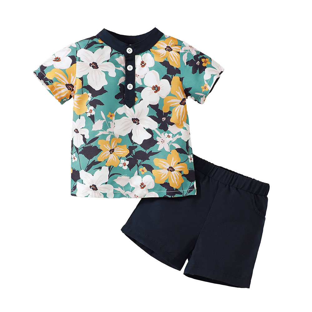 براونبارك - طقم تي شيرت بطبعة زهور وشورت - قطعتين