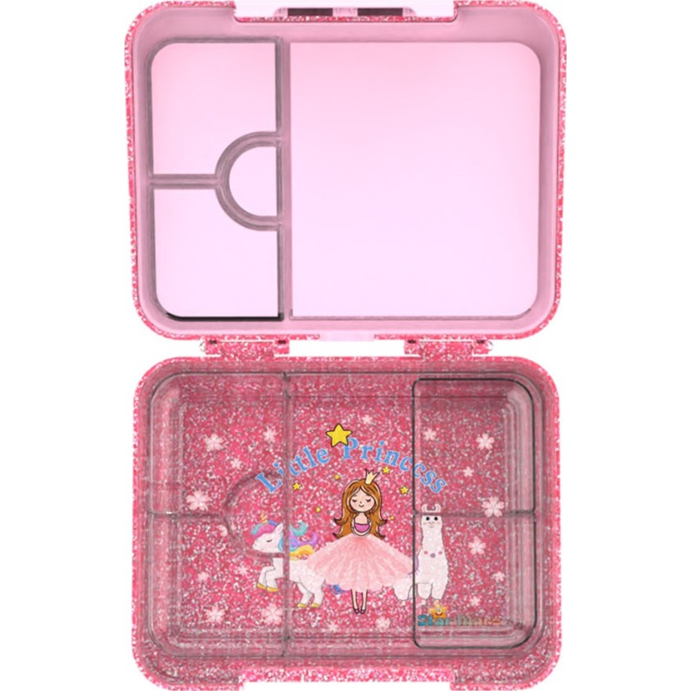 Starmarz - 4-6 Compartments Little Princess Bento Glitter Lunch Box - Pink - 1195 ml