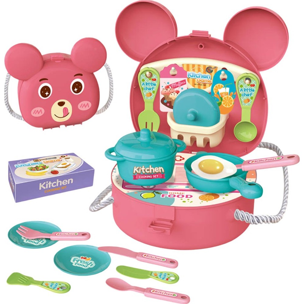 Kikibebe - Kitchen Backpack Set - Pink - 24 Pc Set