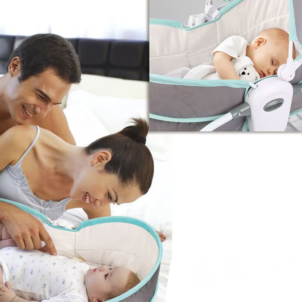 كيكيببي - سرير هزاز مريح 5 في 1 - رمادي