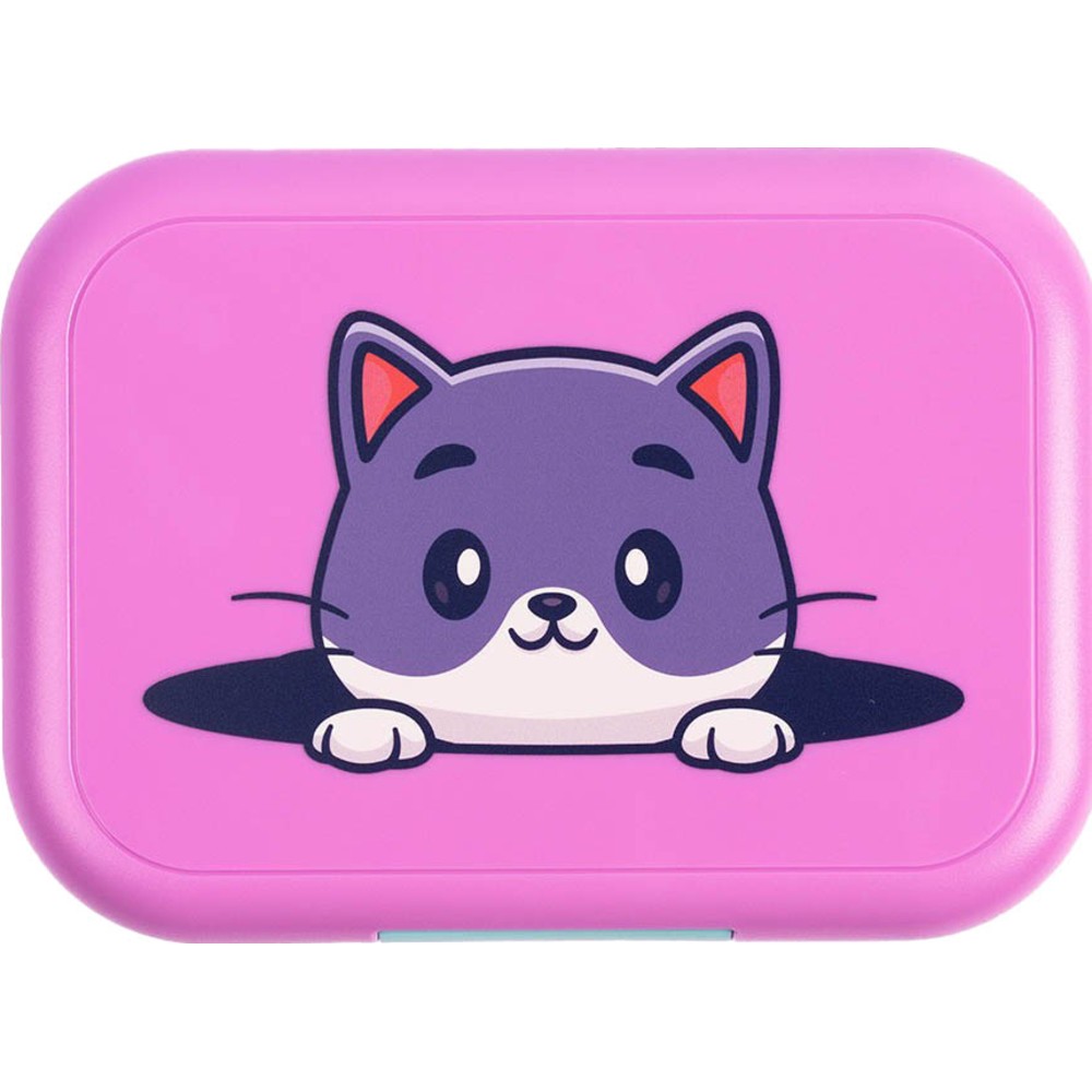 Cocobee - 4-Compartment Kitten Bento Lunch Box With Silicone Seal And Removable Tray - Pink - 765 ml