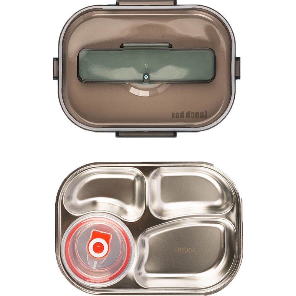 Cocobee - 4-Compartment Oval Lunch Box With Clasp Lock