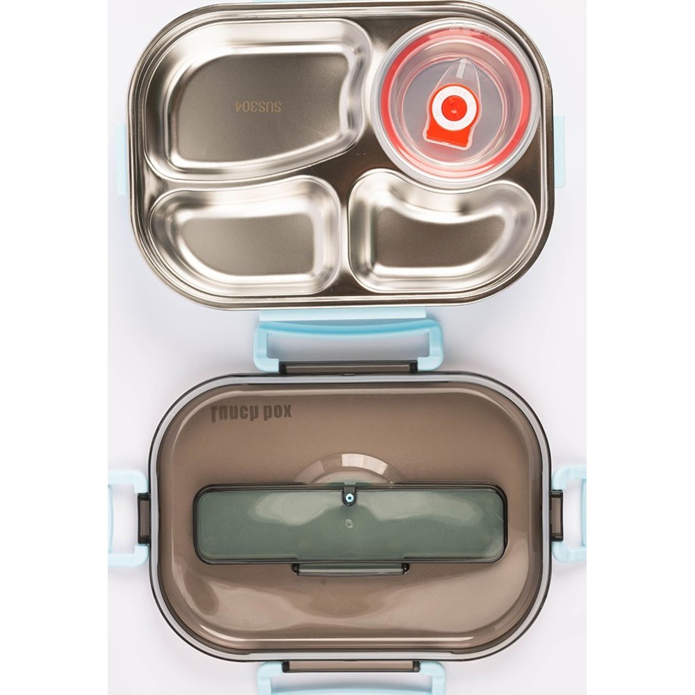 Cocobee - 4-Compartment Oval Lunch Box With Clasp Lock
