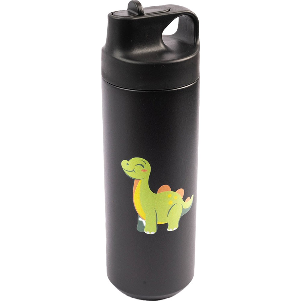 Cocobee - Kids Dino Stainless Steel Water Bottle - Black - 550 ml