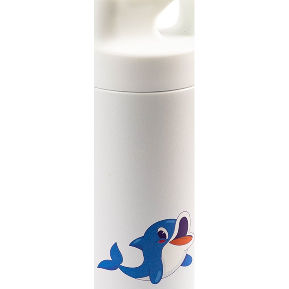 Cocobee - Kids Dolphin Insulated Stainless Steel Water Bottle - White - 550 ml