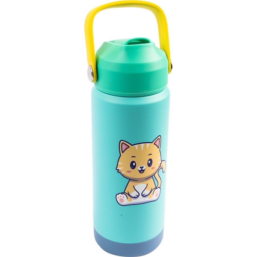 Cocobee - Kids Insulated Stainless Steel Water Bottle With Handle Grip - Green - 500 ml