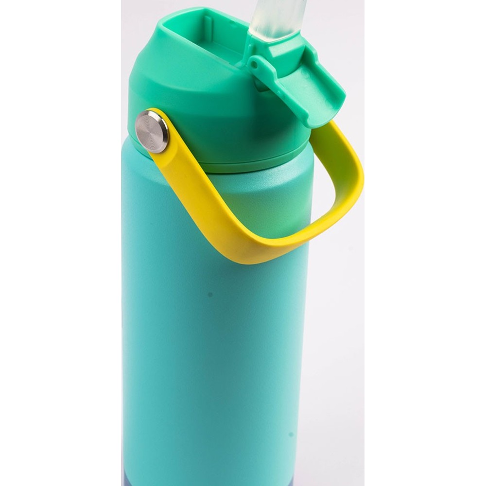 Cocobee - Kids Insulated Stainless Steel Water Bottle With Handle Grip - Green - 500 ml