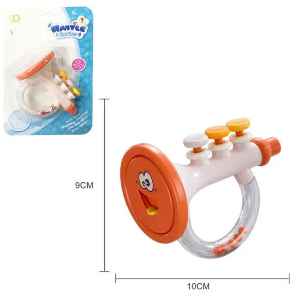 جودواي - لعبة خشخيشة على شكل بوق للأطفال بمقبض من الخرز الملون - وردي