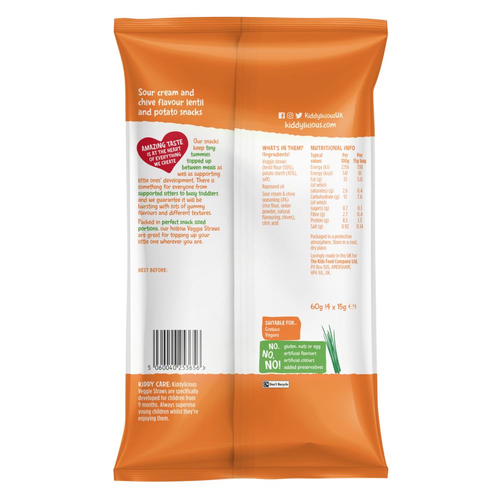 كيديليشوس - عيدان خضار بنكهة الكريمة الحامضة والثوم المعمر - 12 جم - عدد 4