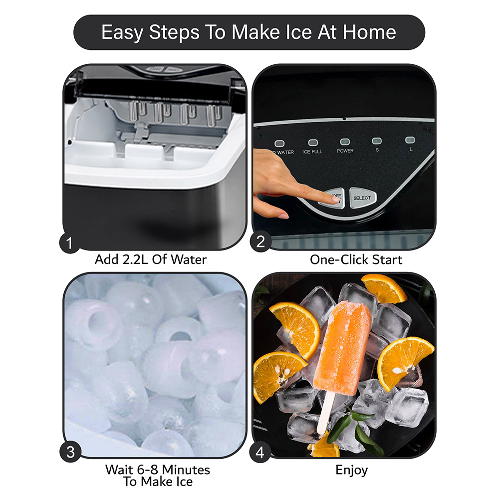 Jinou Ice Cube Maker - Black - 2.2 L