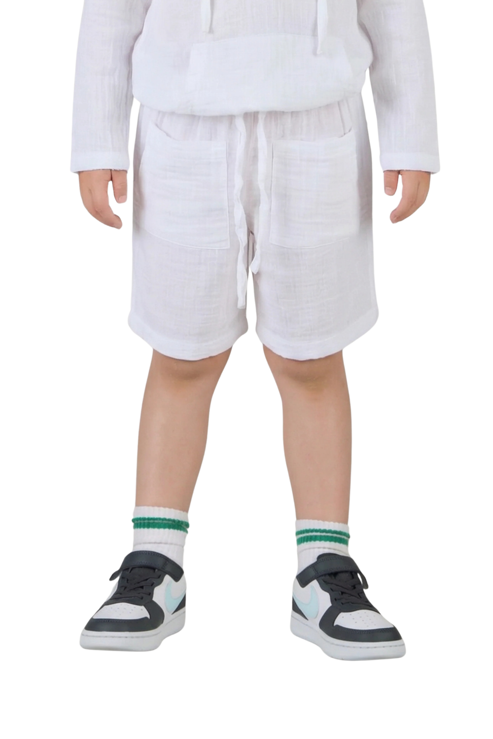 جست نيتشر - شورت بجيوب ورباط للأولاد - أبيض