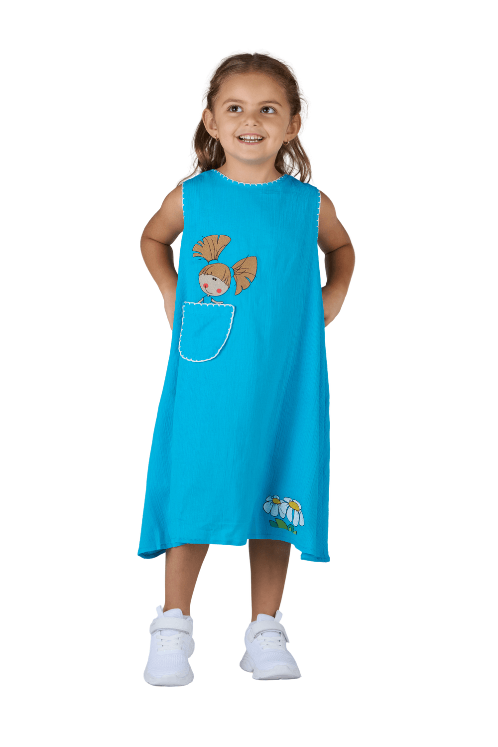 Just Nature - Girl's Flower Embroidered Sleeveless Dress