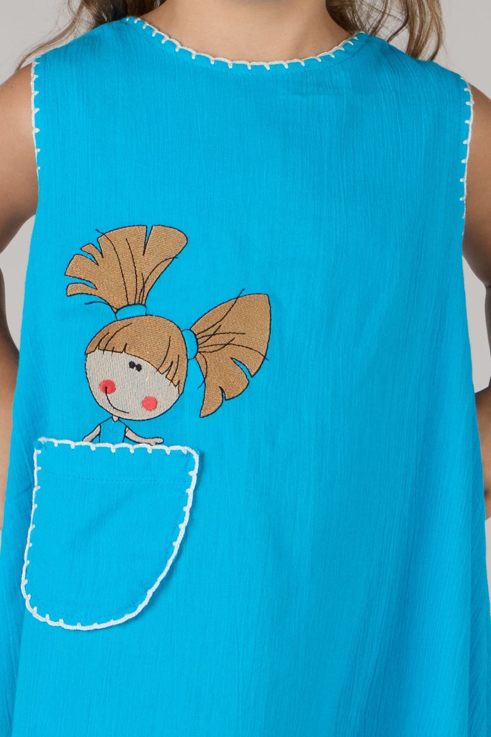 Just Nature - Girl's Flower Embroidered Sleeveless Dress