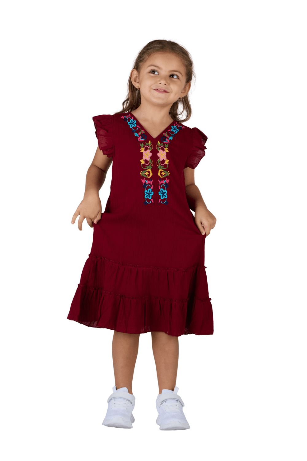 Just Nature - Girl's Butterfly Embroidered Dress