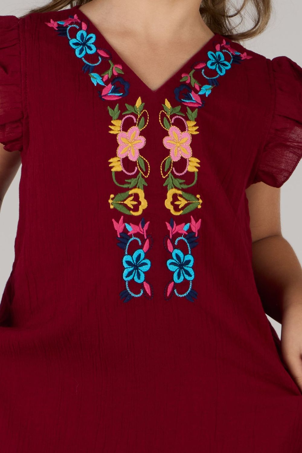 Just Nature - Girl's Butterfly Embroidered Dress