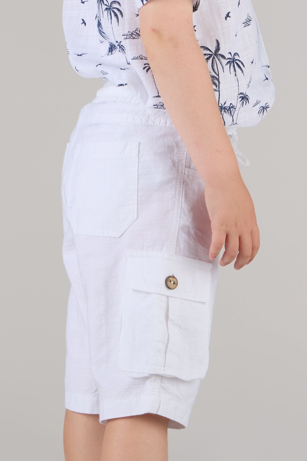 جست نيتشر - شورت قطن للأولاد - أبيض