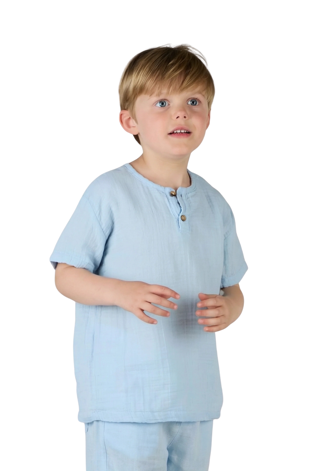 Just Nature - Boy's Short Sleeves Coconut Buttons T-Shirt