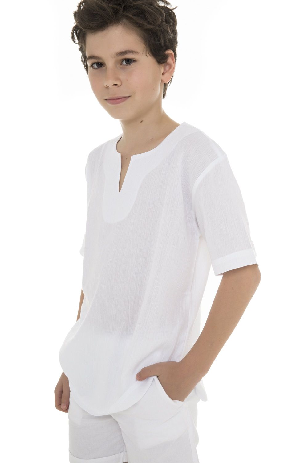 جست نيتشر - تي شيرت قطن بياقة دائرية للأولاد - أبيض