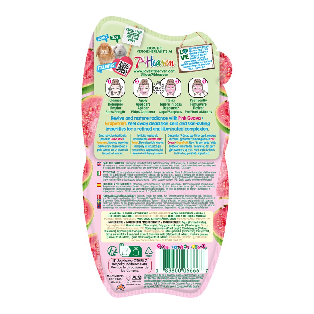 7th Heaven Radiance Restore Pink Guava Peel-off Mask - 10ml