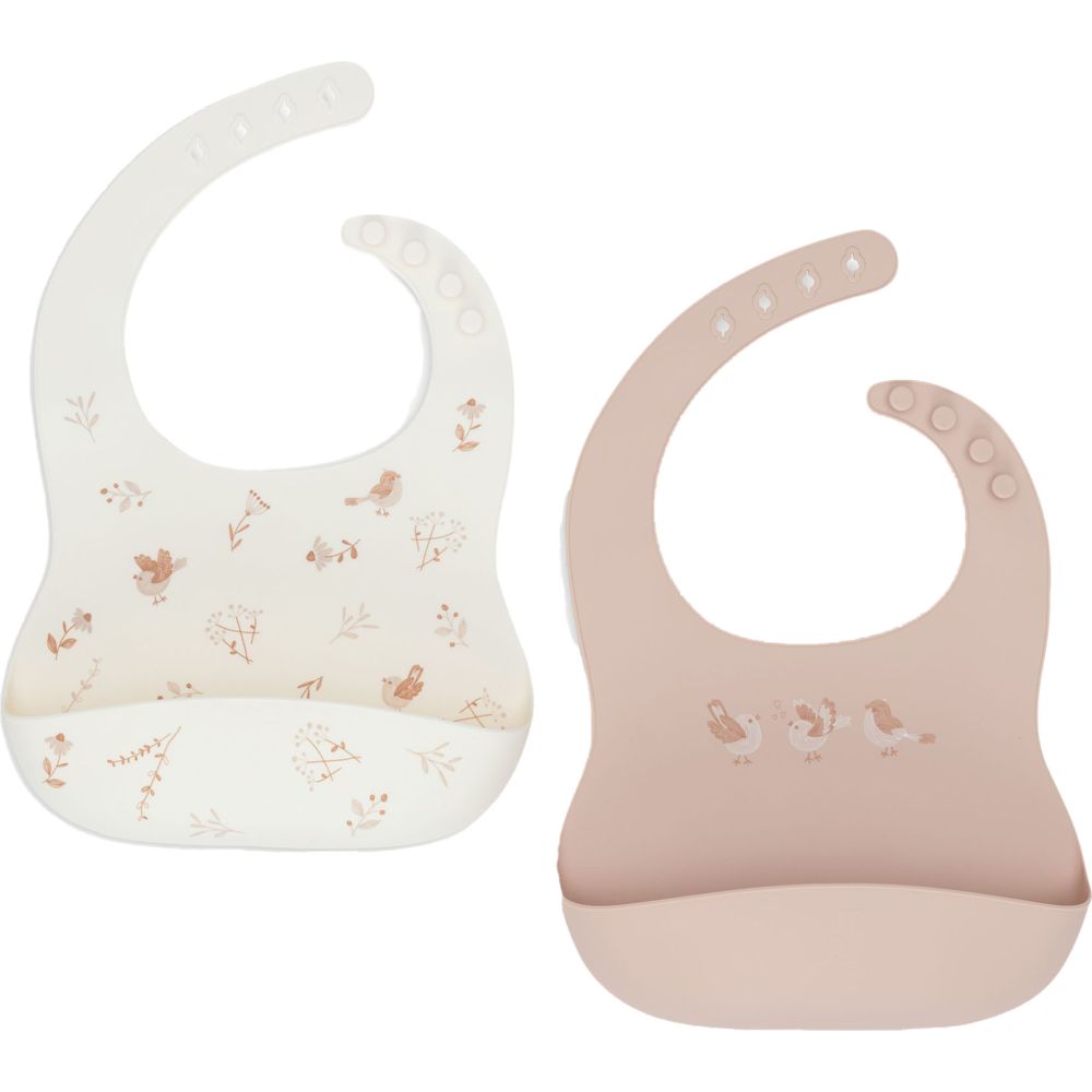 Jollein Baby Silicone Bibs - Lovely Birds - 2 Pc Set