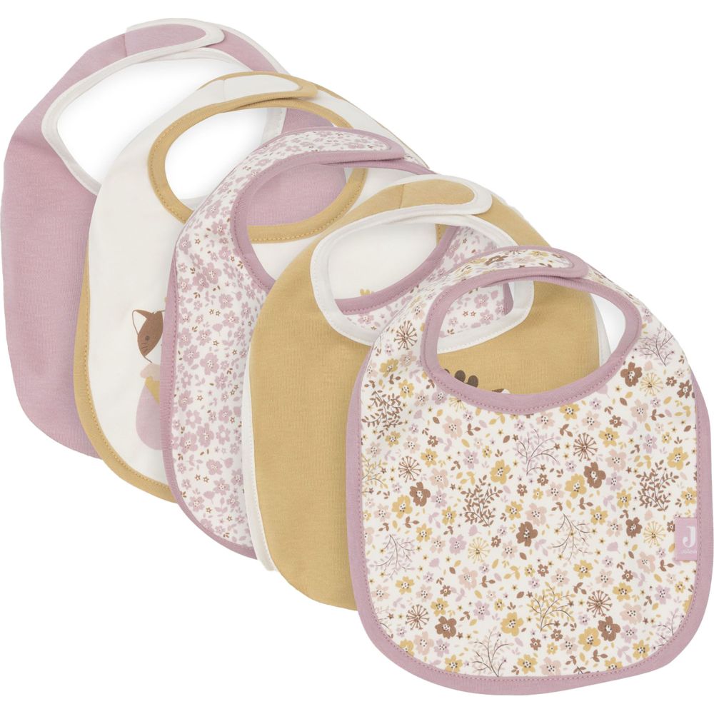 Jollein Baby Waterproof Jersey Bibs - Flower Fairies - 5 Pc Set