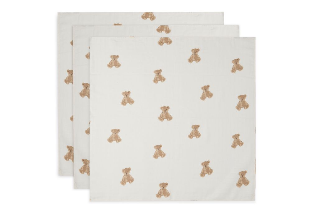 Jollein Teddy Bear Muslin Cloths - 3 Pcs