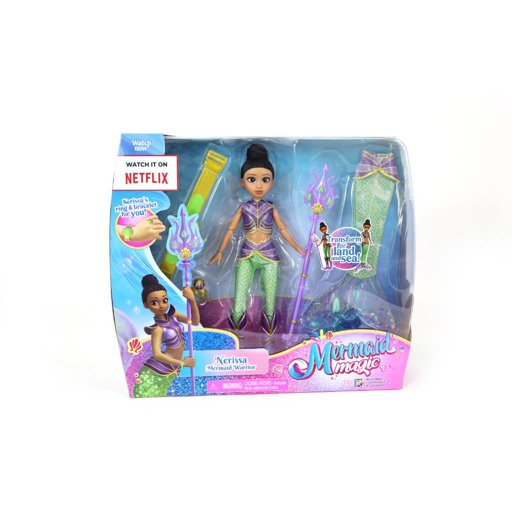 Mermaid Magic - Nerissa Warrior Doll 9-inches, Land And Sea Transformation 2-in-1 With Accessories