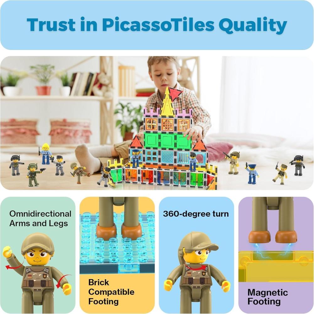 Picasso Tiles Magnetic Law Enforcement Character Figures Set - Multicolor - 12 Pcs