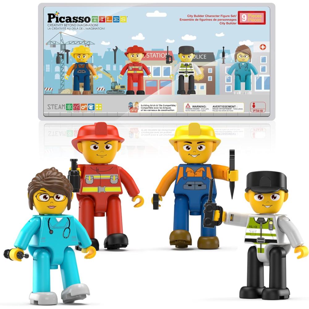 Picasso Tiles Magnetic City Builder Character Figures - 4 Pcs
