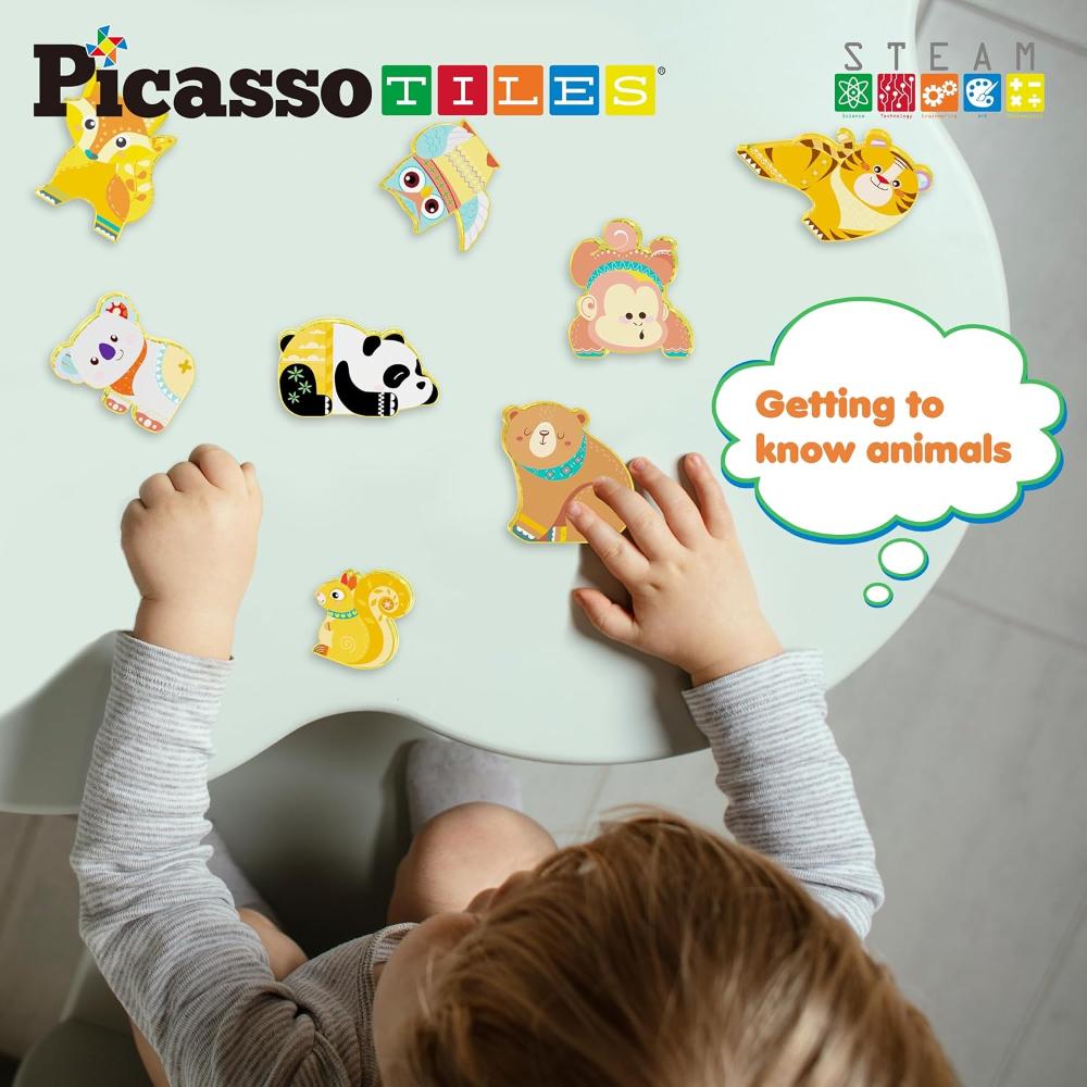 قطع بيكاسو - مكعبات مغناطيسية على شكل حيوانات الغابة - 8 قطع