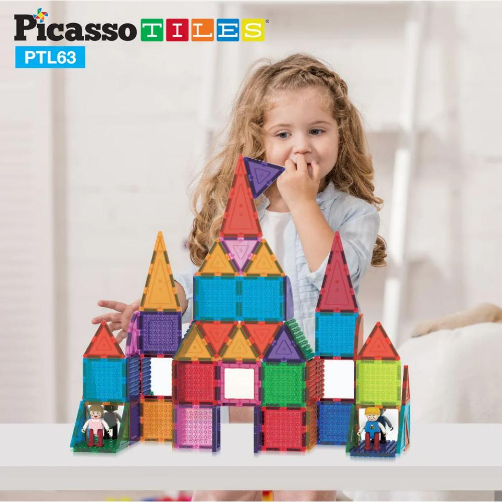 Picasso Tiles - Magnetic Building Bricks And Tiles - 63 Pcs