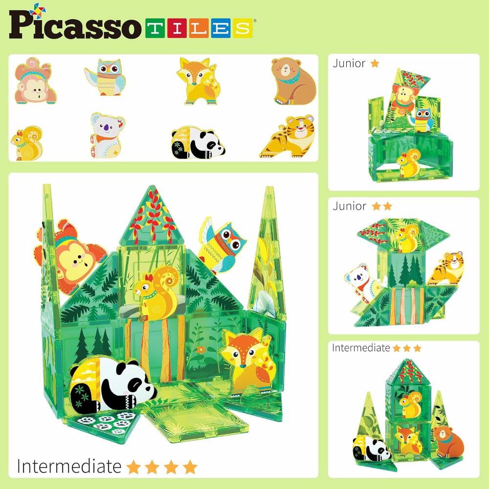 Picasso Tiles Magnetic Tiles Building Toy Set - Forest Animal - 26 Pcs