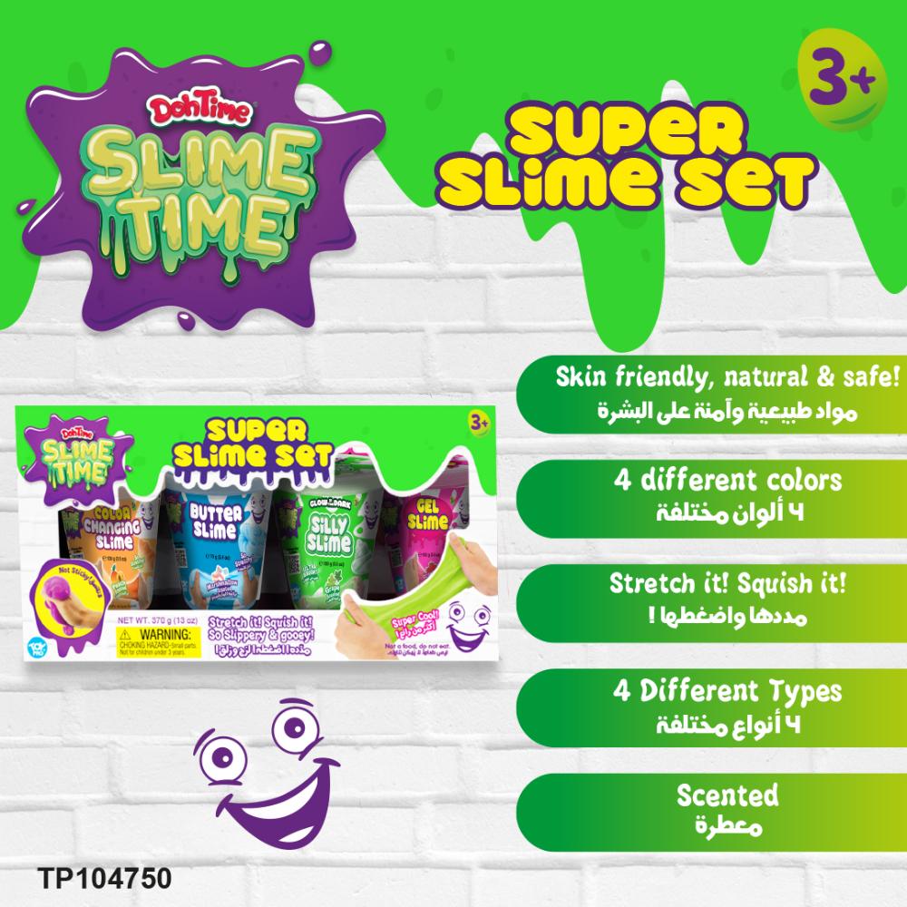 DohTime - Slimetime Super Slime Set Version 2 - 4 Cans - 370gm Each - 1pc - Assorted - Color May Vary