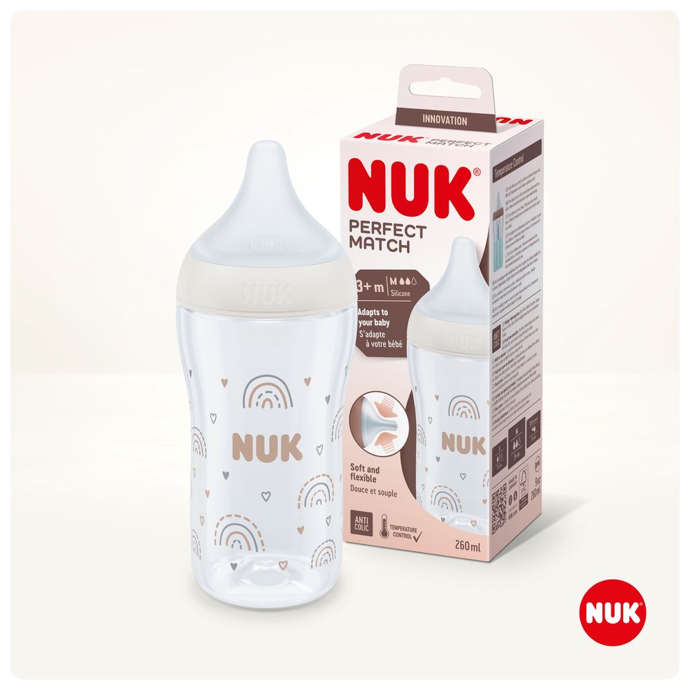 Nuk - Perfect Match Baby Feeding Bottle - Rainbow - 260 ml